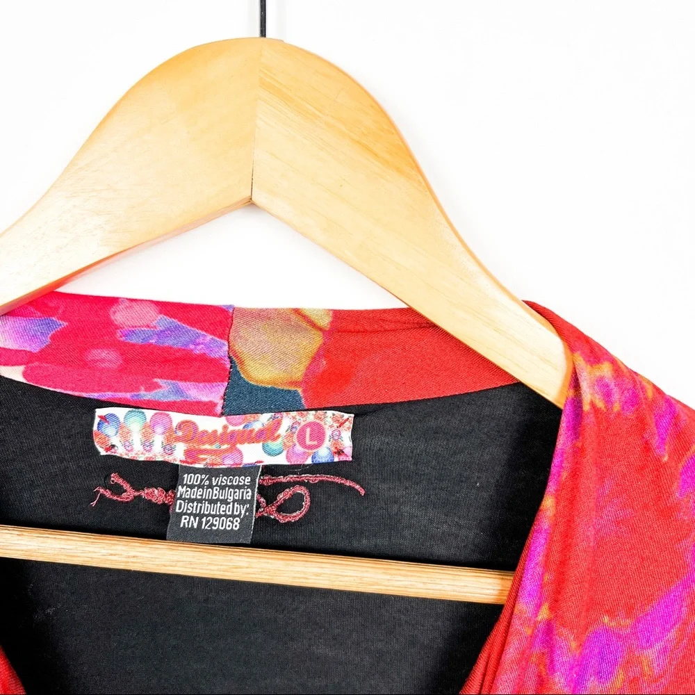 desigual azucena dress floral abstract ruched size large - Picture 6 of 7